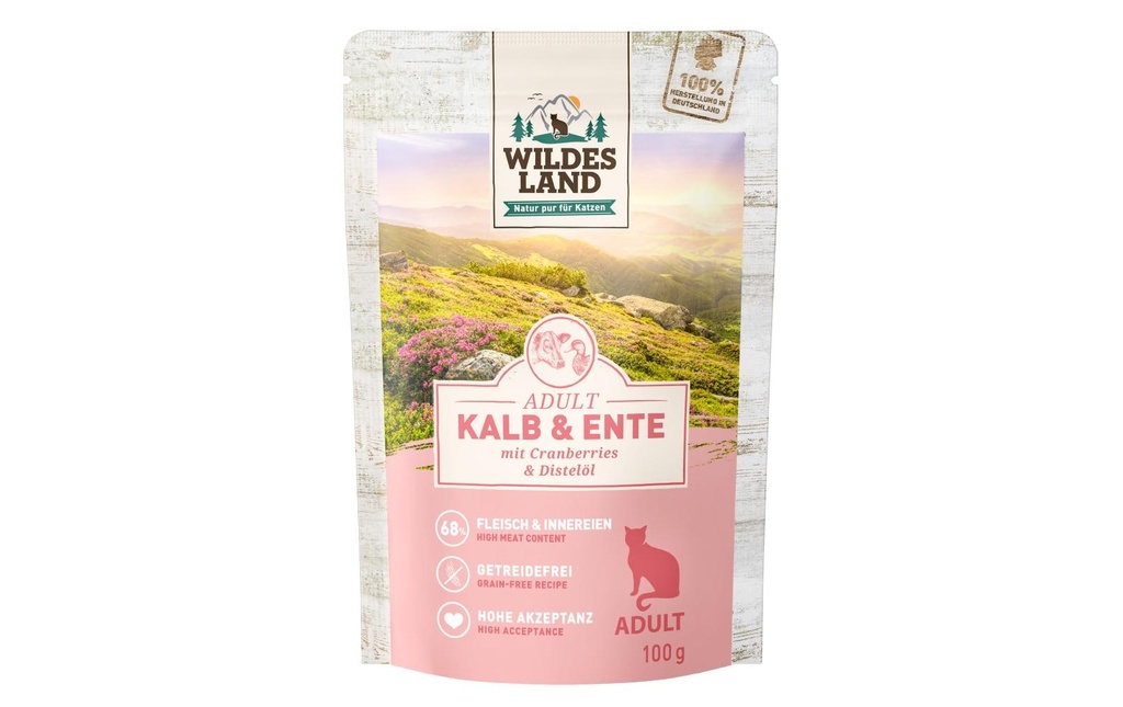 Wildes Land Alimentation humide Adult veau &amp; canard 100 g