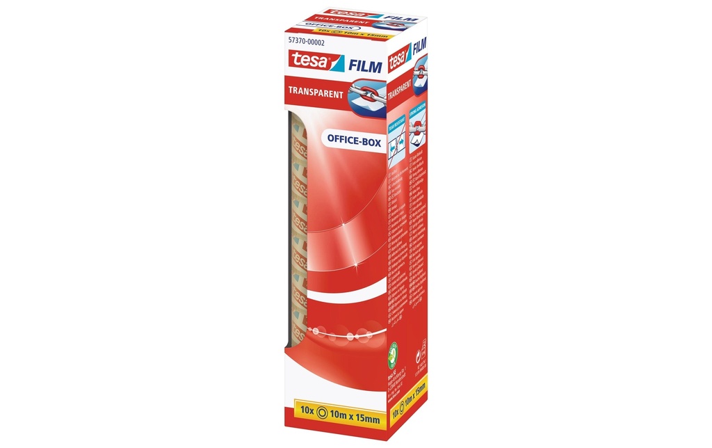 tesa Ruban adhésif 15 mm x 10 m,  10 rouleaux Transparent