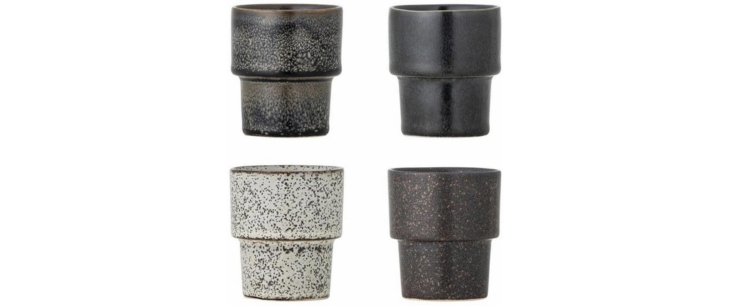 Bloomingville Tasse à expresso Ewan, 75 ml, brun-noir, 4 pièces
