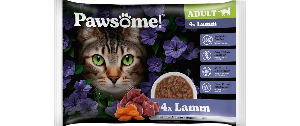 Pawsome Cat Superfood Adult agneau 4 x 85 g
