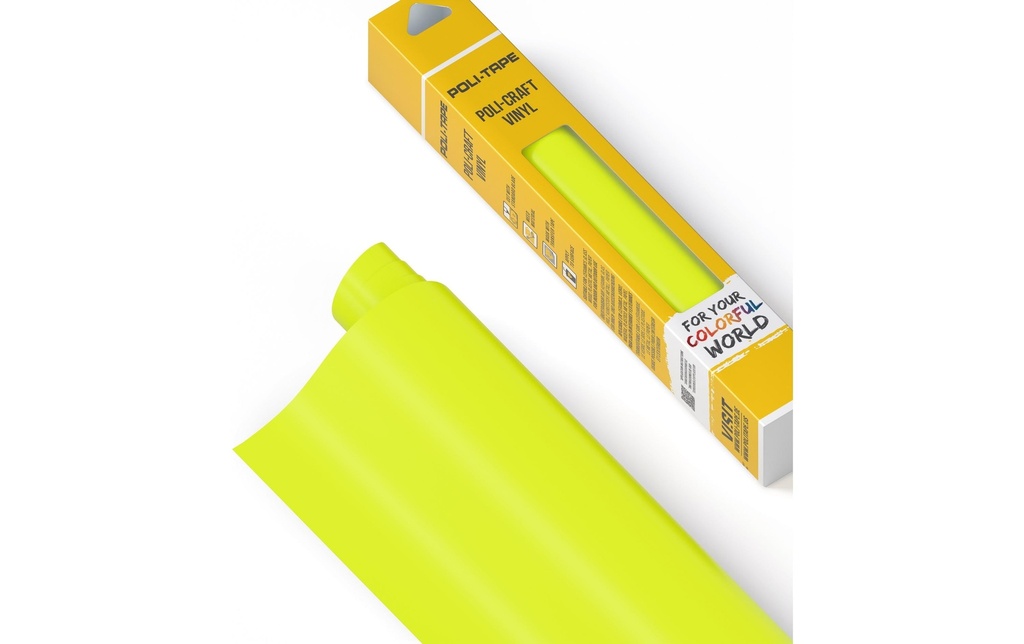 Poli-Tape Film de vinyle Permanent 30.5 x 183 cm, jaune fluo mat