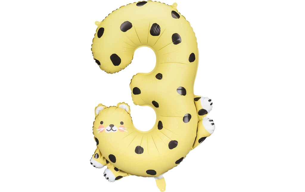 Partydeco Ballon en aluminium Numéro 3 comme motif 68 x 98 cm, 1 pièce