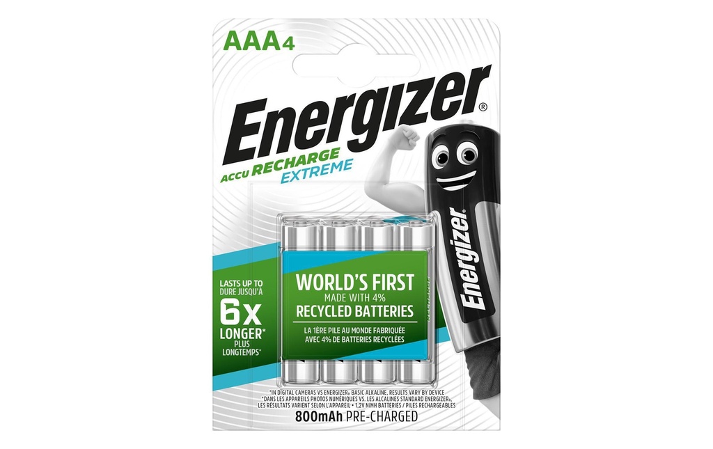 Energizer Batterie Extreme NiMH Micro AAA 800 mAh, 4 Pièce/s
