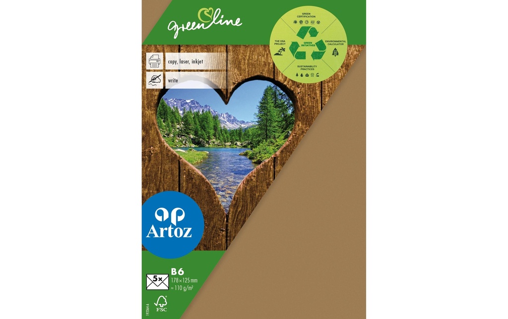Artoz Enveloppe Green Line B6, 5 Pièce/s, Marron