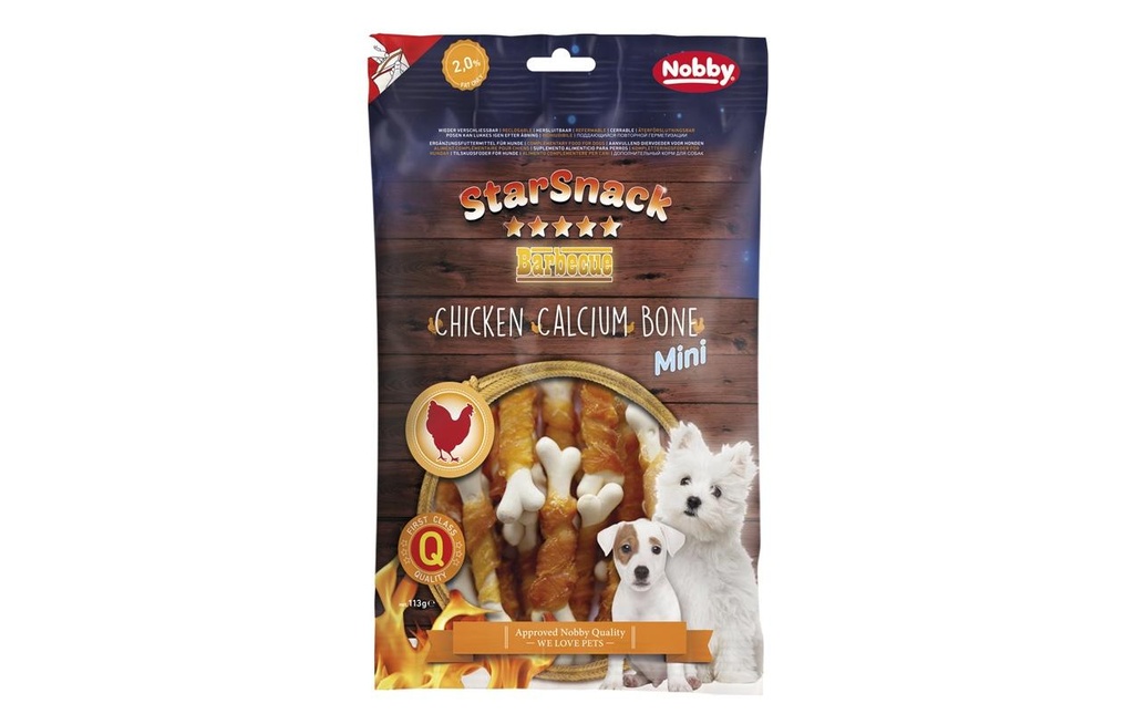 Nobby Friandise StarSnack Barbecue Mini Chicken Calcium, Bone, 113g