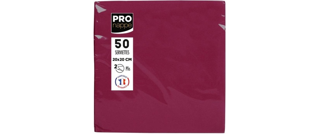 PRO nappe Serviettes en papier Bordeaux 20 cm x 20 cm, 50 Pièce/s