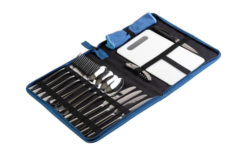 KOOR Kits de couverts de camping 4 personnes, bleu