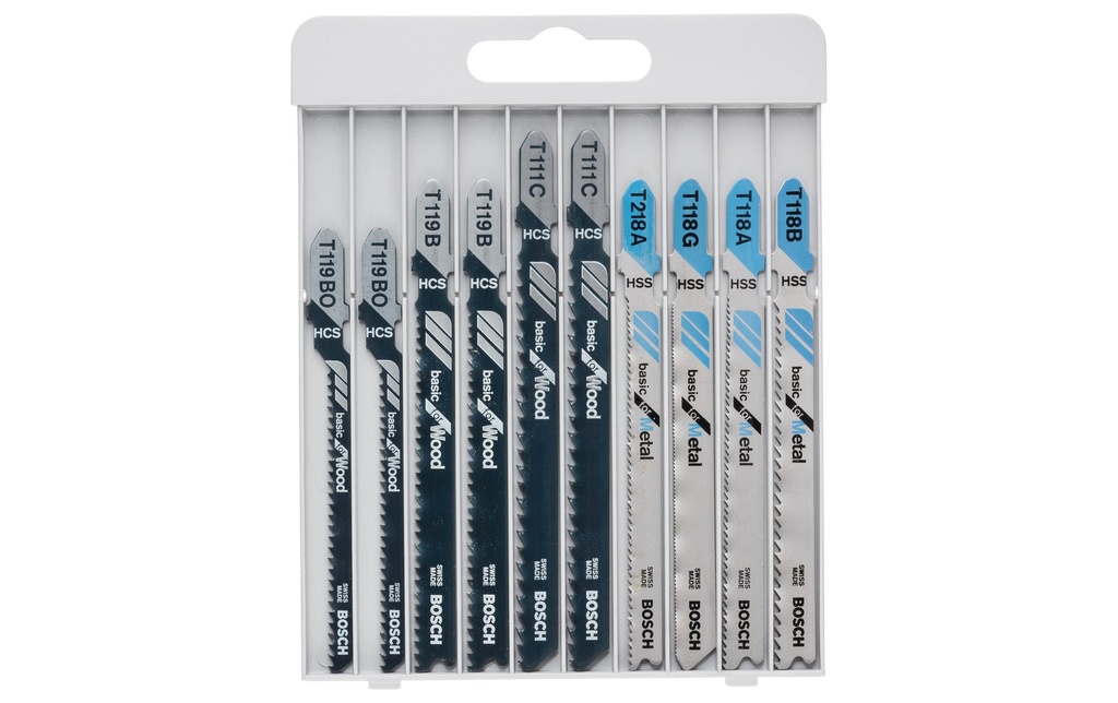 Bosch Professional Jeux de lames de scie sauteuse Basic for Metal & Wood, 10 pièces