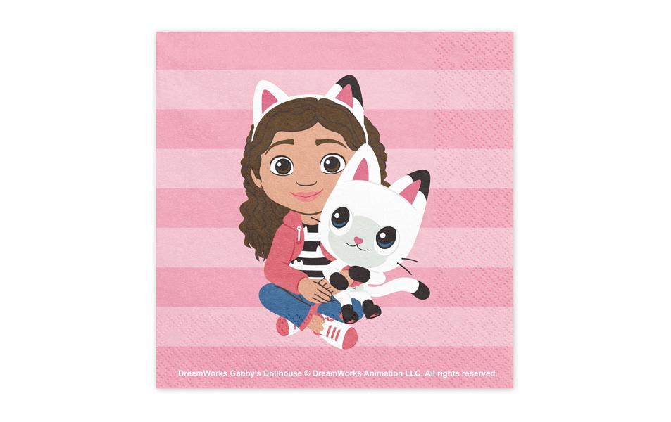 Partydeco Serviettes en papier Gabby's Dollhouse 33 cm x 33 cm, 20 Pièce/s