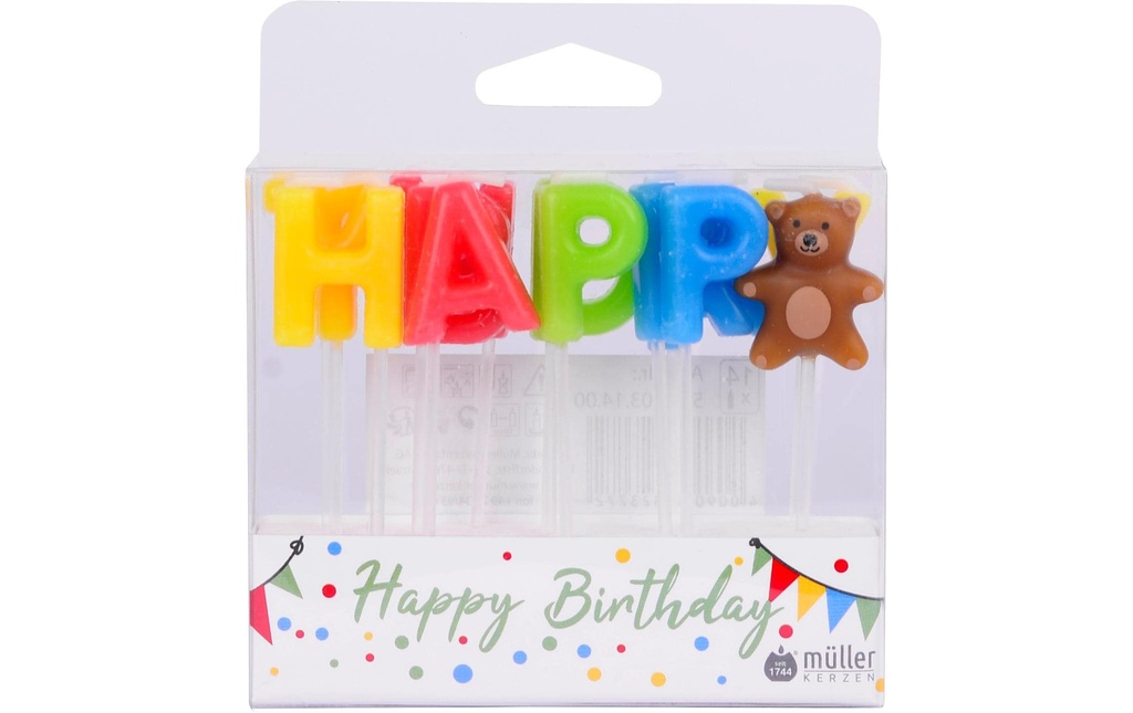 müller Kerzen Bougie «Happy Birthday» 14 pièces