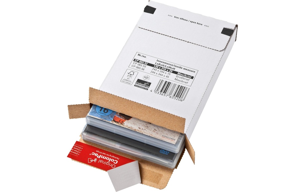 Antalis Carton d’expédition Colis de messagerie 244 x 344 x 28 mm Blanc