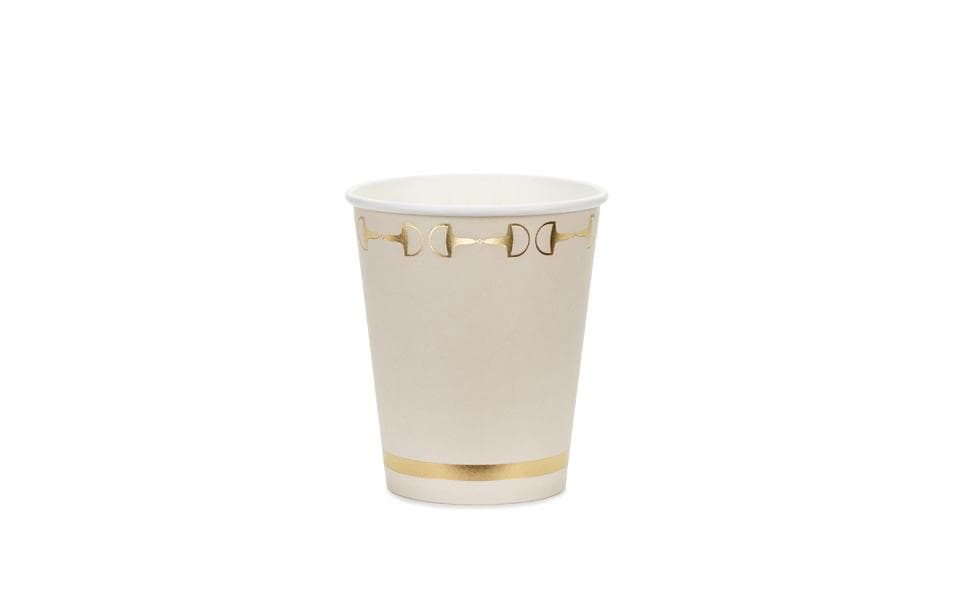 Partydeco Gobelets jetables Étriers, Beige, 9 cm, 220 ml, 6 pièces