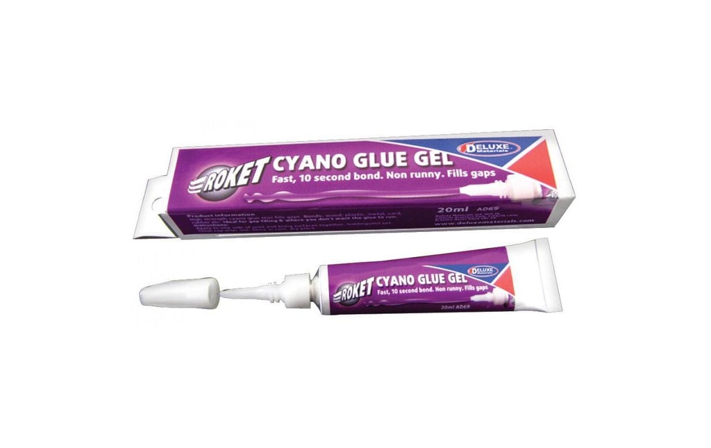 Deluxe Materials Colle instantanée Roket Cyano Gel 20 ml, Transparent
