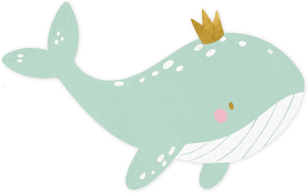 Partydeco Serviettes en papier Baleine 16 x 10 cm, 20 Pièce/s