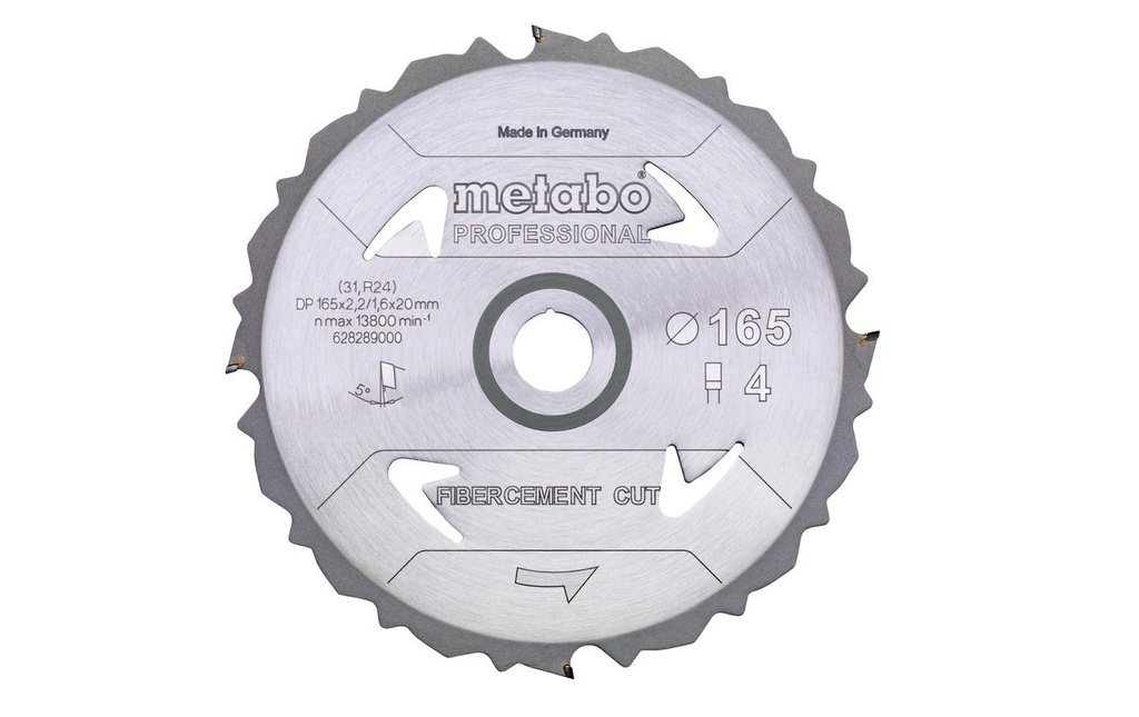 Metabo Lame de scie circulaire Fibercement Cut Professional Ø165 x 20 mm, Z4