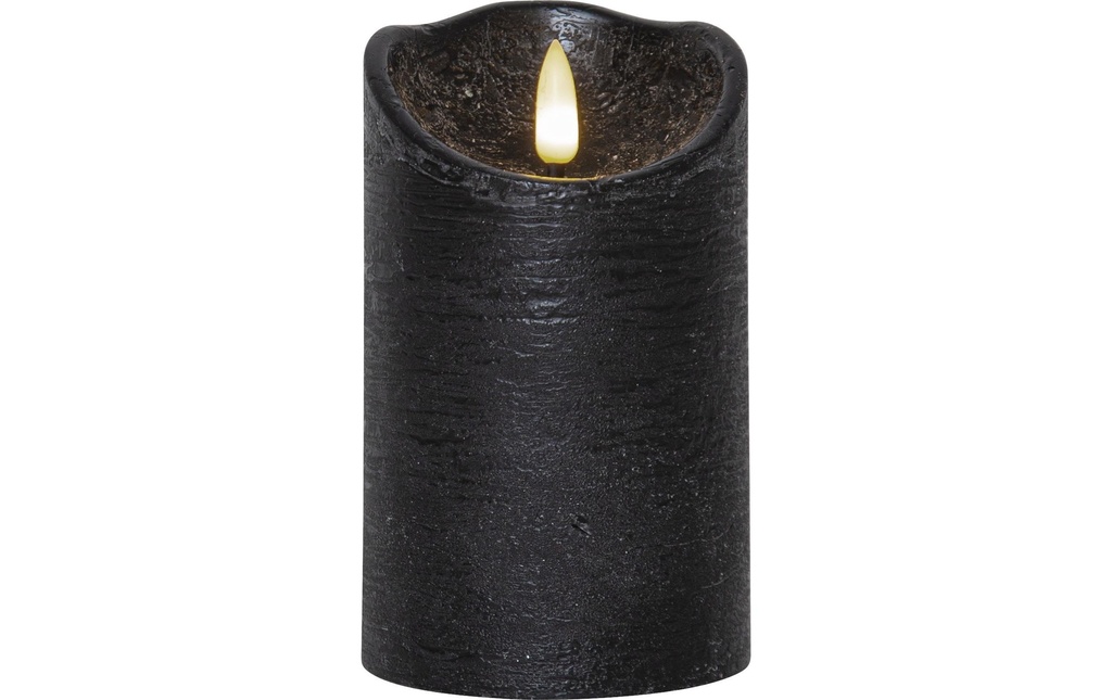 Star Trading Bougie LED Flamme Rustic, Ø 7.5 x 12.5 cm, Noir