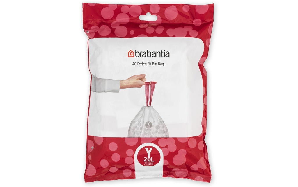 Brabantia Sac à ordures ménagères PerfectFit Y 20 l, 40 Pièce/s