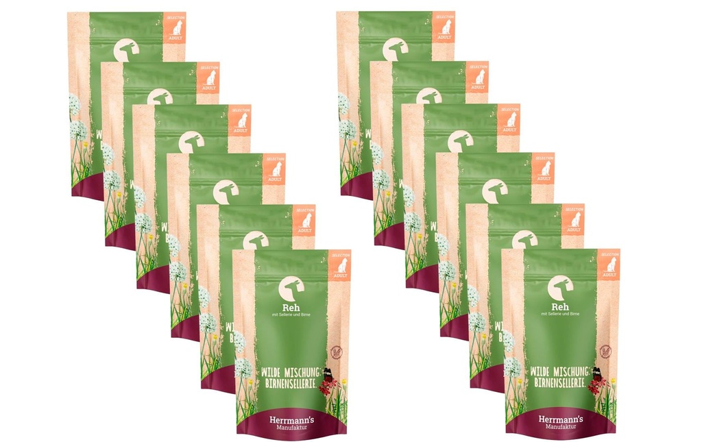 Herrmann's Alimentation humide bio Chevreuil au céleri et à la poire 12 x 100 g