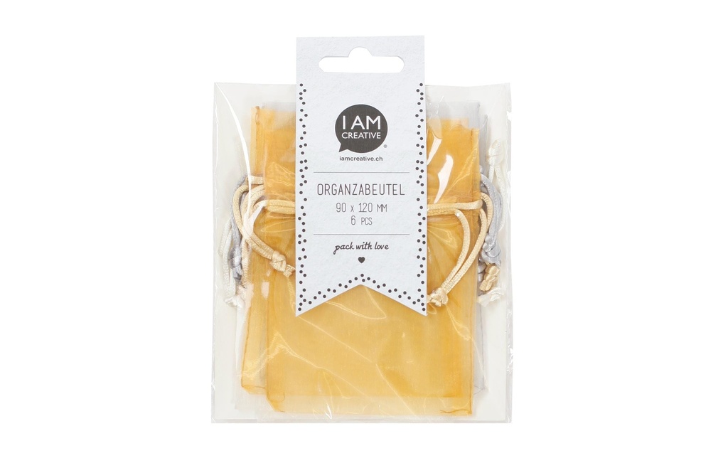 I AM CREATIVE Sac en organza Shiny 9 x 12 cm, 6 pièces