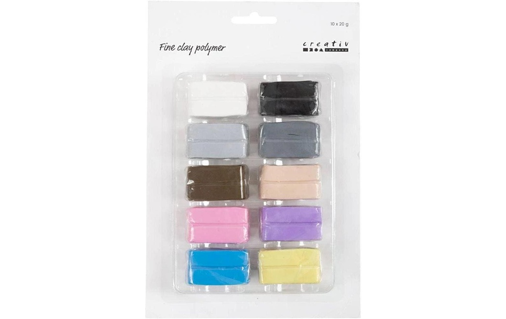 Creativ Company Argile à modeler Fine Clay 10 x 20 g, couleurs pastel