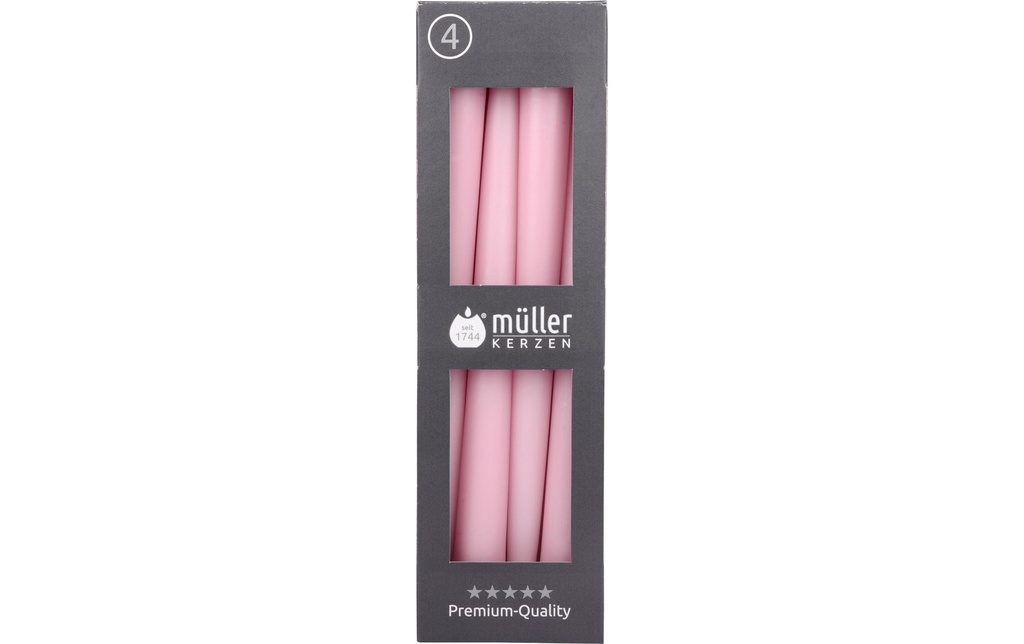müller Kerzen Bougie Etoile 24.5 x 2.2 cm, Rose, 4 pièces