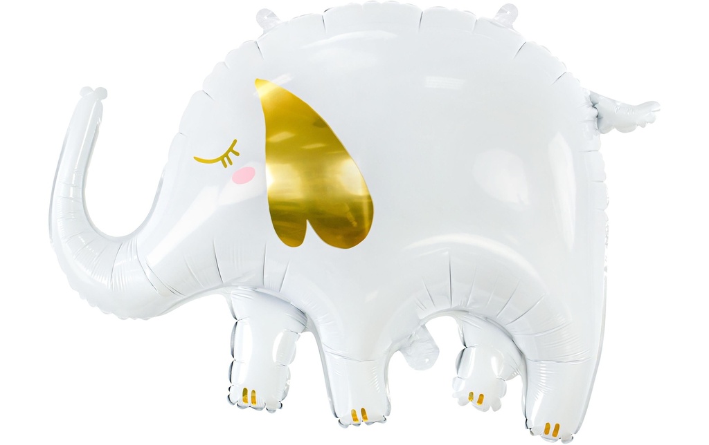 Partydeco Ballon en aluminium Éléphant Doré/Blanc