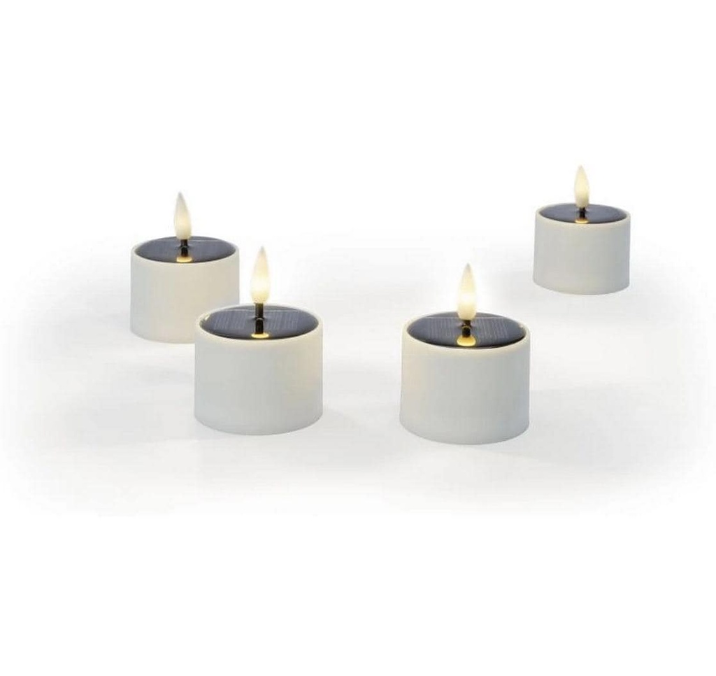 STT Set de bougies à chauffe-plat LED Solaire Ø 5 x 6.5 cm, blanc, 4 pcs