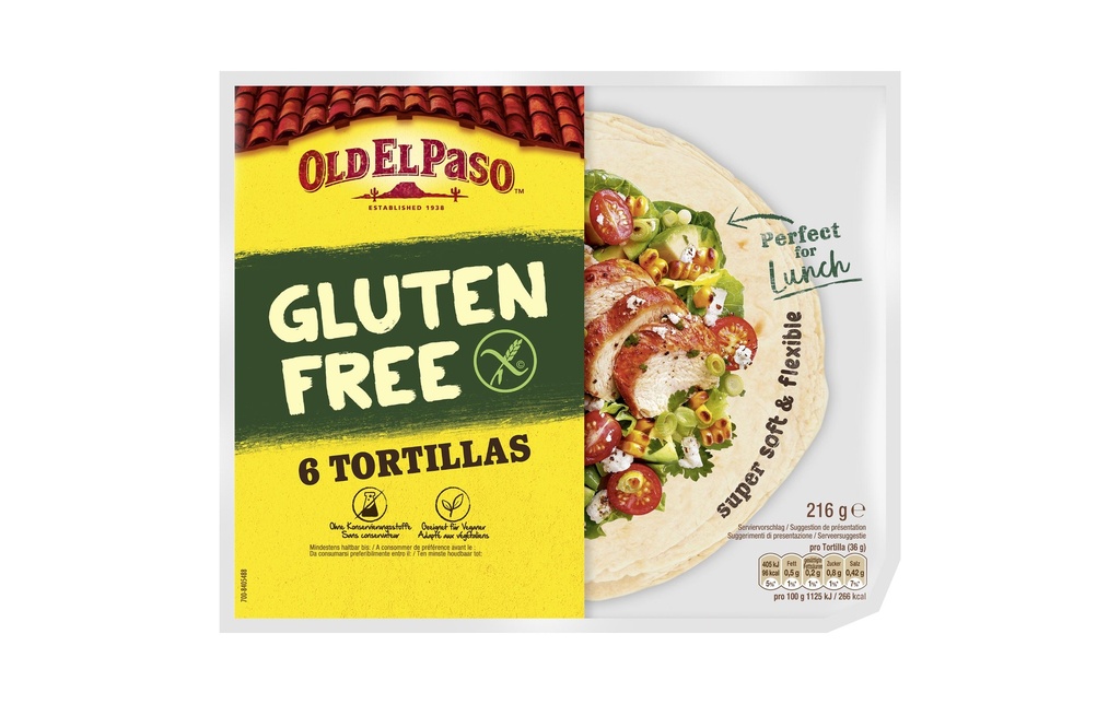 Old El Paso Tortillas soft sans gluten 6 pièces