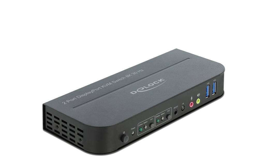 Delock Commutateur KVM 2 ports Displayport 1.4 avec USB 3.0 et audio 8k 30Hz