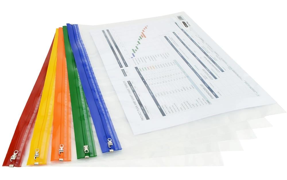 Rapesco A3 Sachet zippé avec fermeture métallique 5 pièces