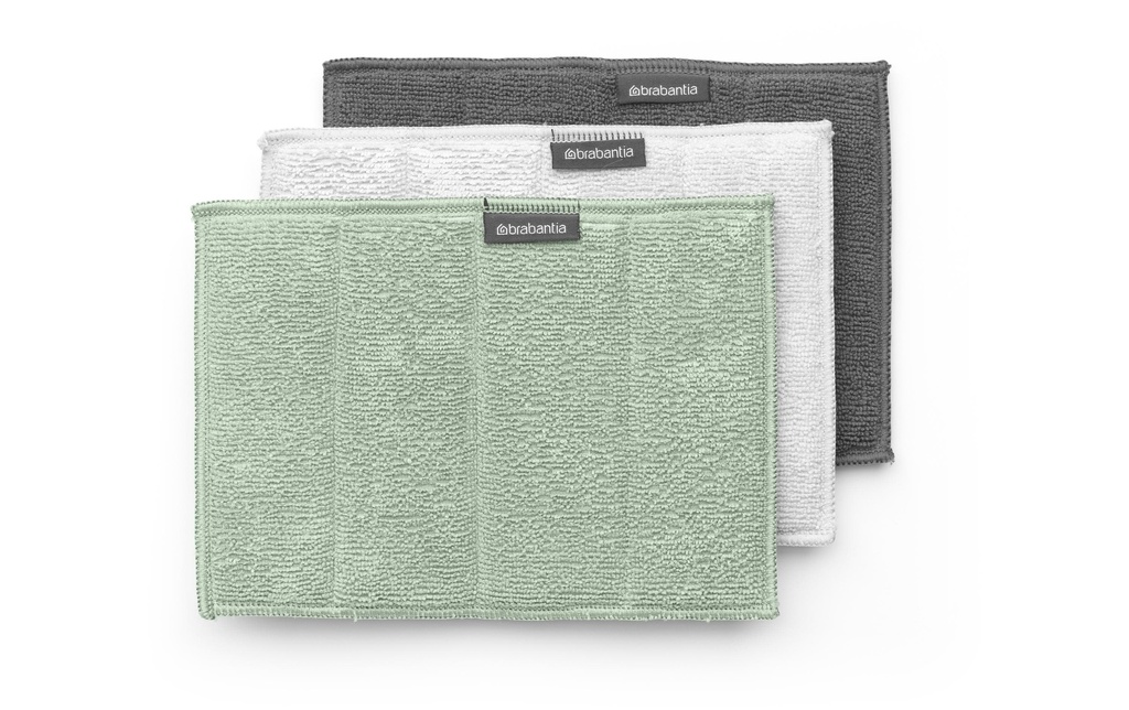 Brabantia Chiffon de nettoyage en microfibre 3 Pièce/s, Gris/Blanc/Vert clair