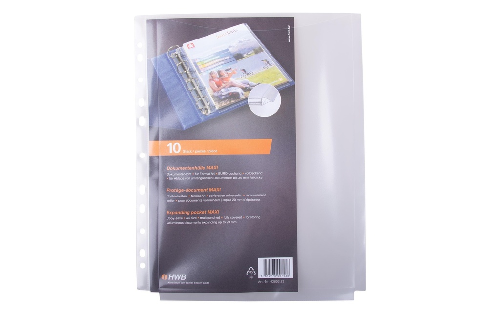 HWB Pochette de présentation Maxi PP 180 A4, couverture complète, 10 pièces