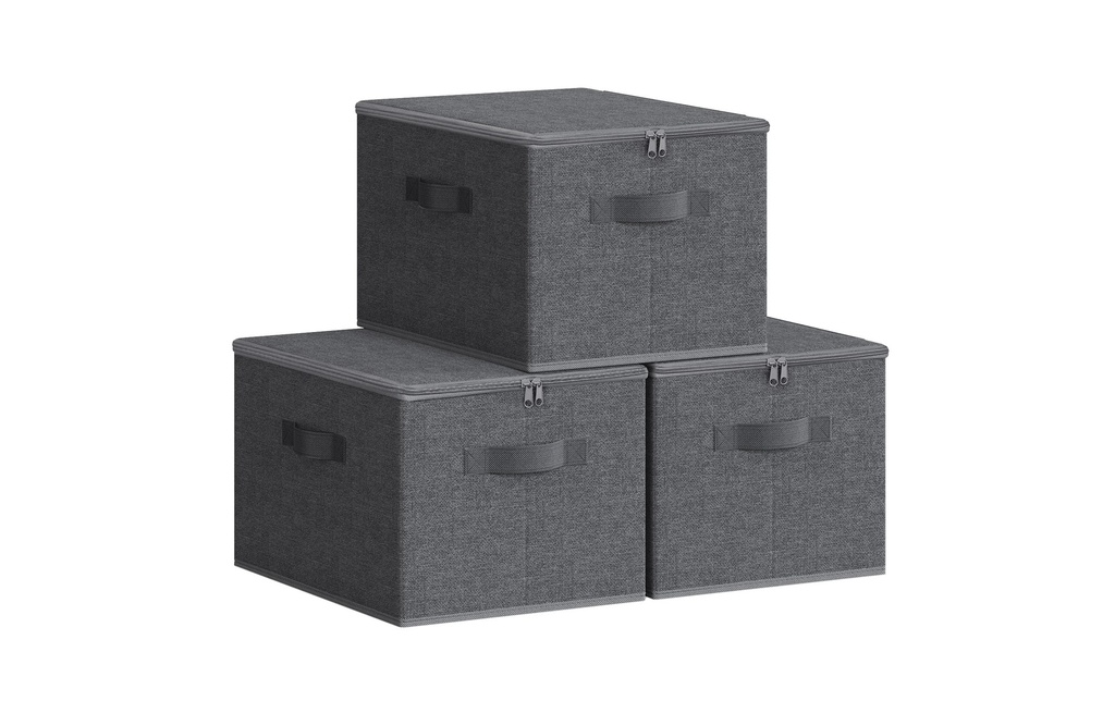 Songmics Boîte de rangement 3 pièces, Gris