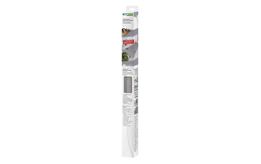 Windhager Couverture de puits de lumière en acier inoxydable 60 x 135 cm