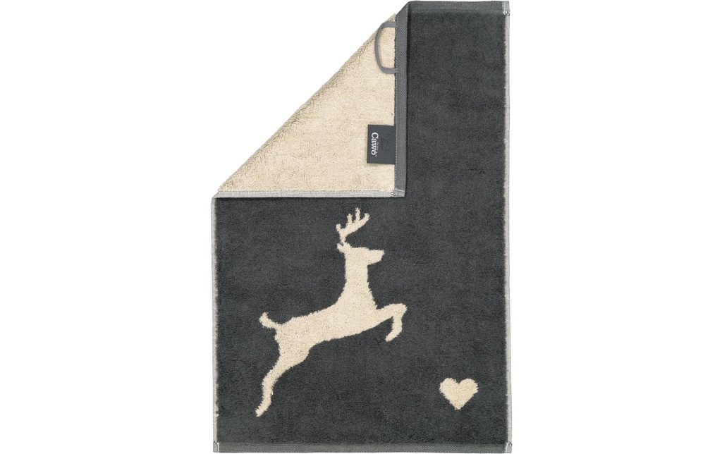 Cawö Serviette pour invité Alpenchic Edition Hirsch 30 x 50 cm, Beige/Granit