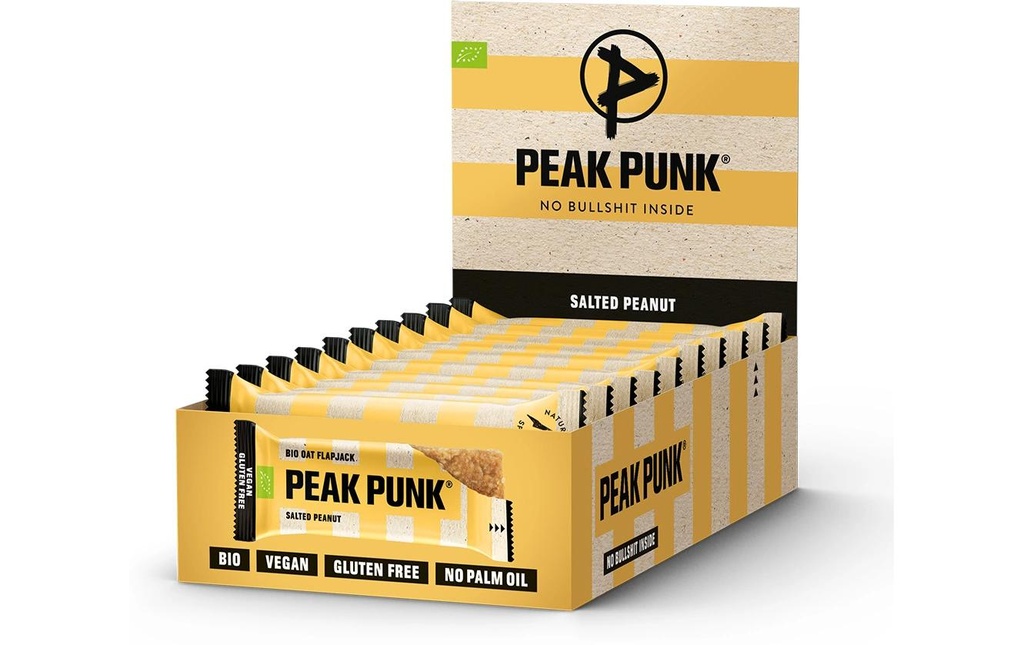 PEAK PUNK Bio Oat Flapjack – Cacahuètes salées 12 x 60 g