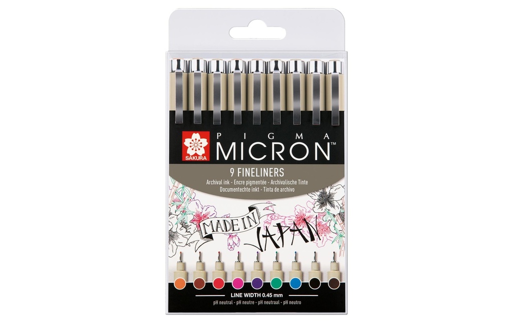 SAKURA Fineliner-Set PigmaMicron 9cou (9 pces)