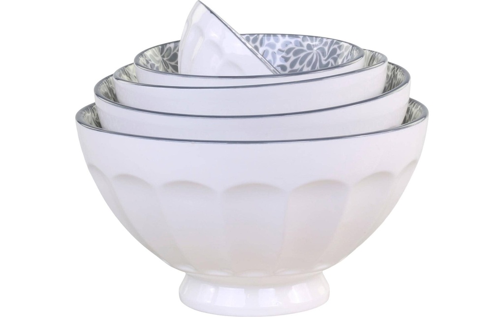 Chic Antique Set de saladiers Arés 5 pcs., blanc / gris