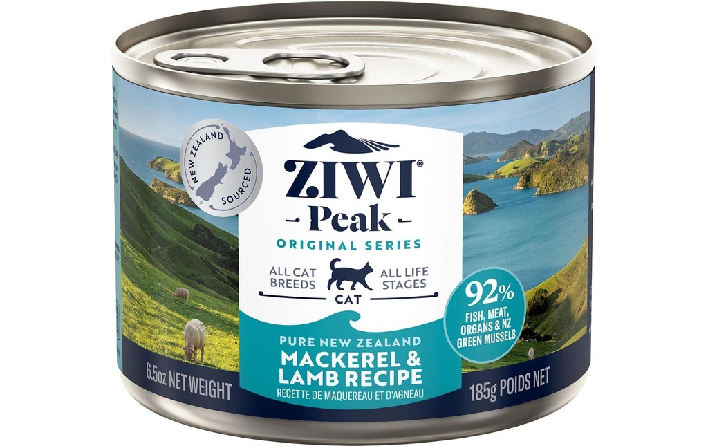ZIWI Peak Alimentation humide Boîte de maquereau et d'agneau 185 g