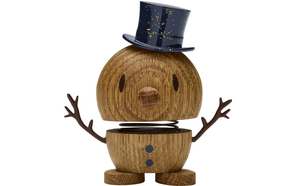 Hoptimist Déco Bumble Bonhomme de neige Oak S 7.8 cm, Brun/Noir