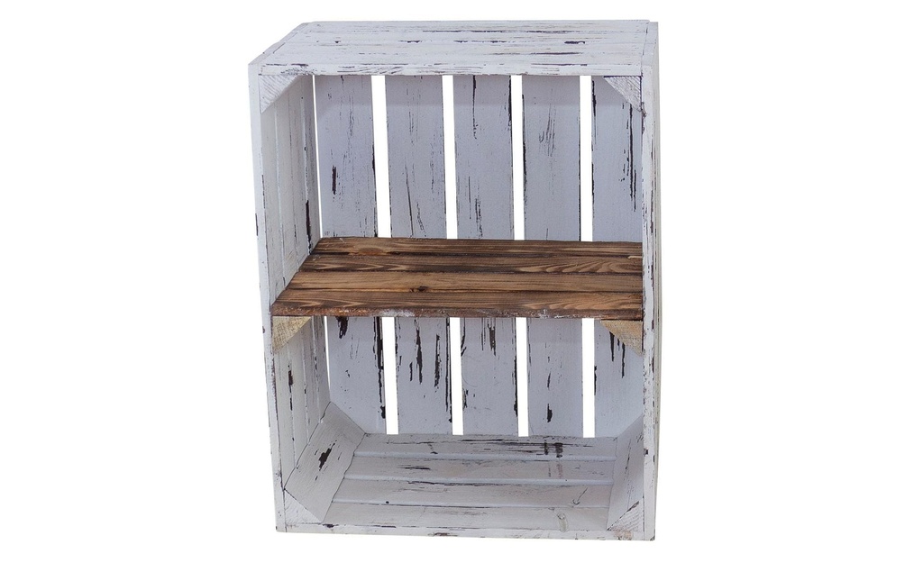 Holz Zollhaus Caisse au bois avec plancher intermédiaire Blanc, flammé