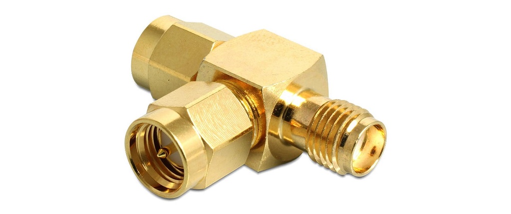 Delock Adaptateur d’antenne Pièce en T, SMA Douille (f) - SMA Connecteur (m)