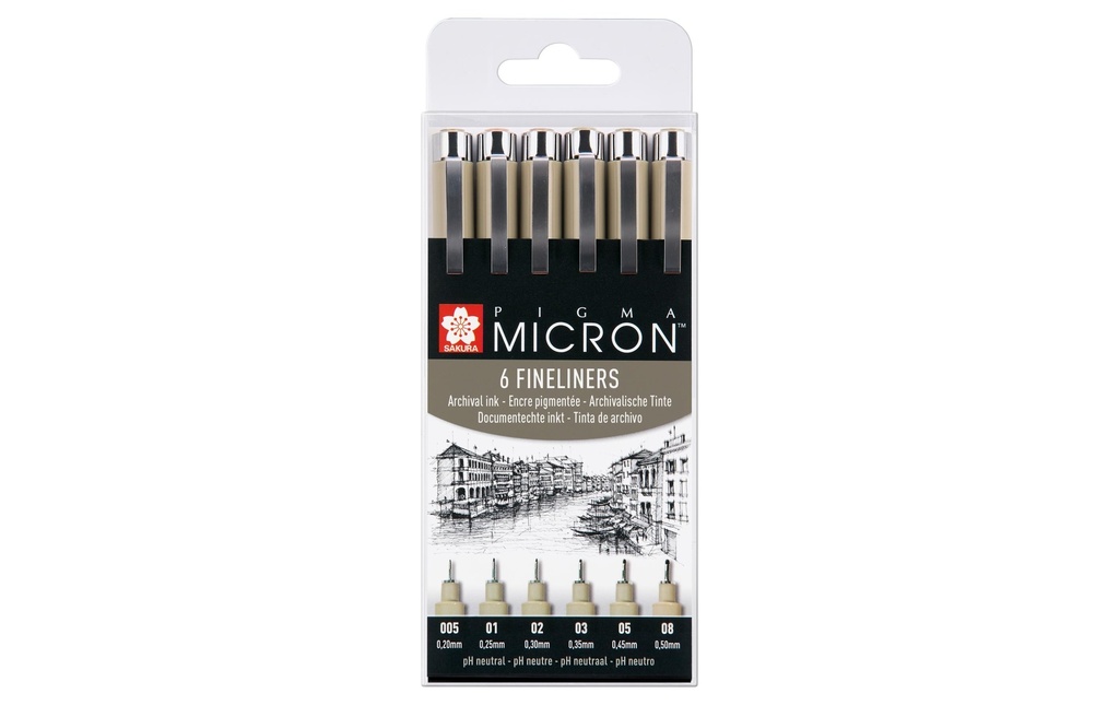 SAKURA Fineliner-Set PigmaMicron 6pcs (6 pces)
