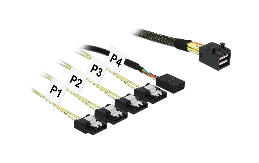 Delock Câble SAS SFF-8643 - 4xSATA + Sideband 1m