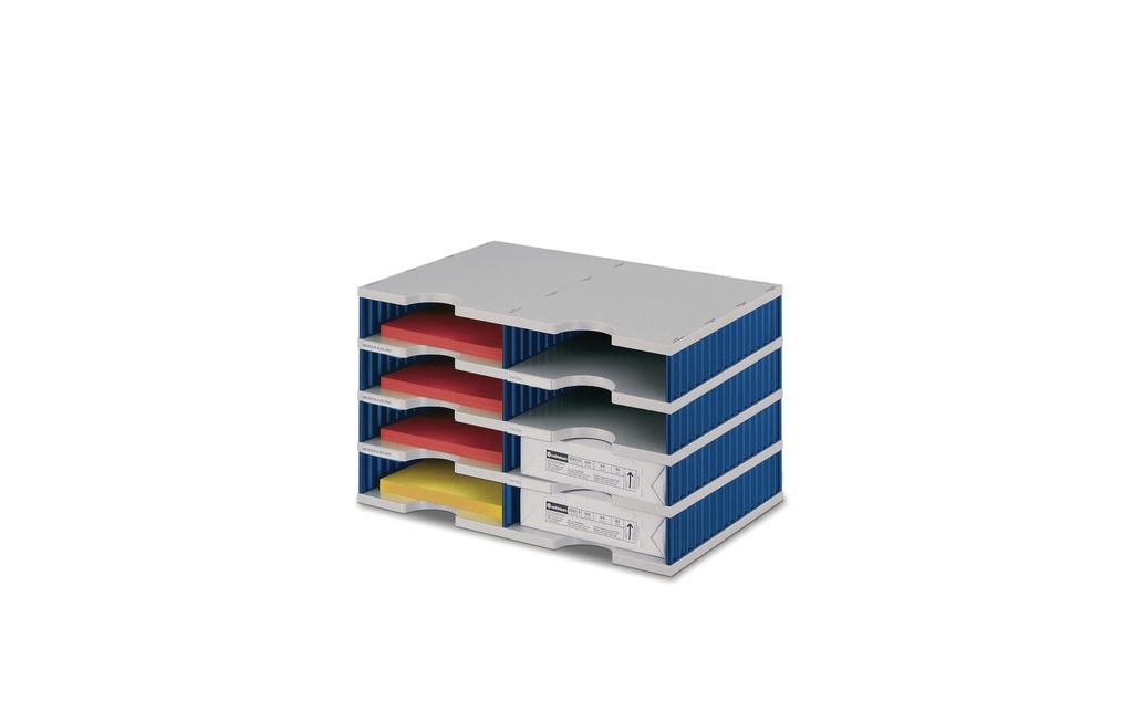 Styro Rangement pour documents styrodoc duo Standard, Bleu, 8 compartiments