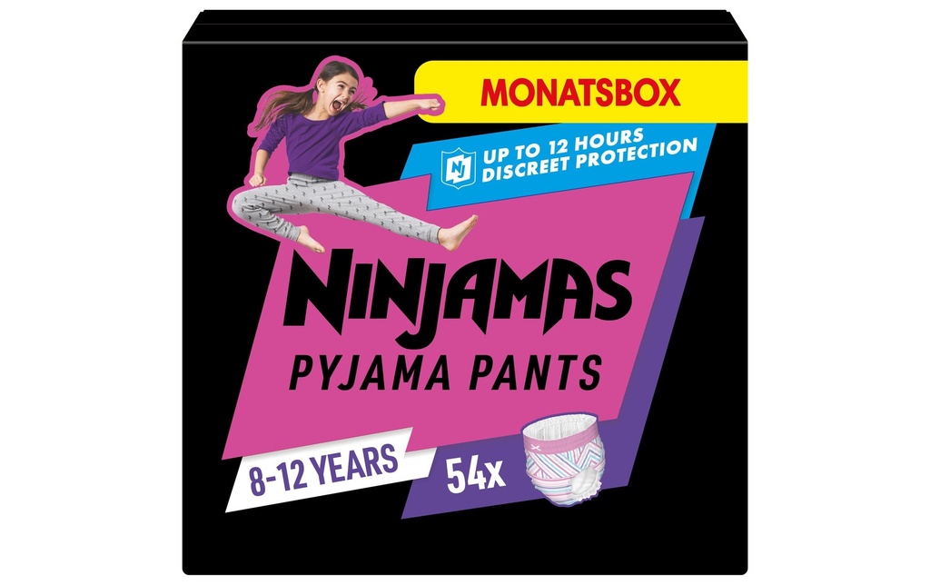 Pampers Couches de nuit Les filles de Ninjama 8-12 ans, 54 pcs.
