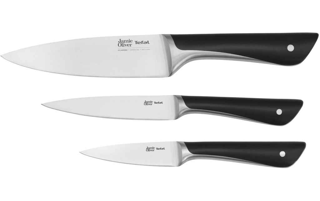 Tefal Jeux de couteaux Jamie Oliver 3 pièces, Noir