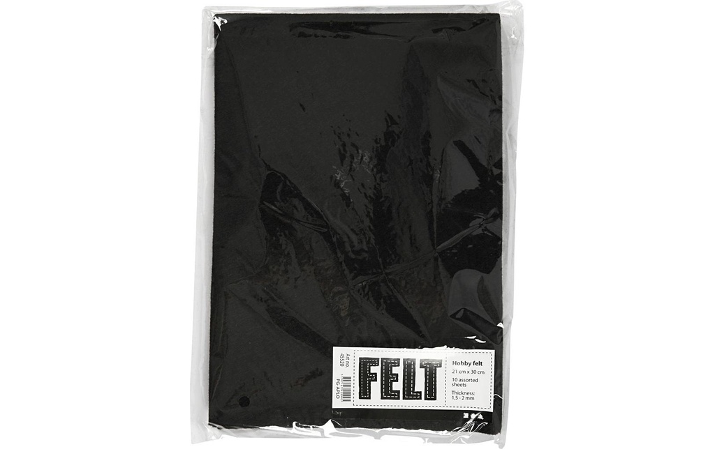 Creativ Company Feutre de bricolage 1.5 - 2 mm, A4, 10 feuilles, Noir