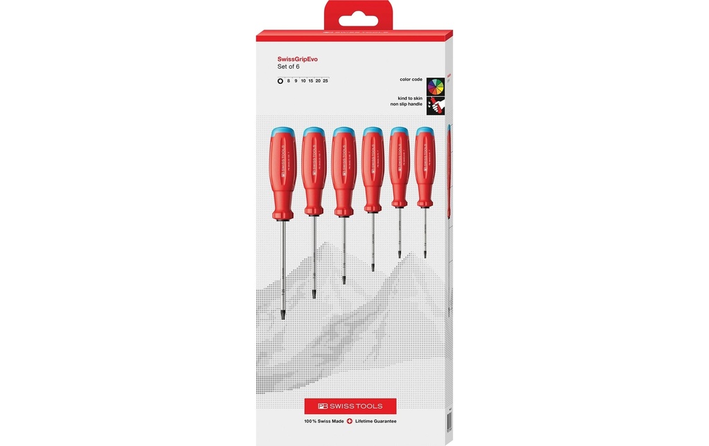 PB Swiss Tools Jeu de tournevis SwissGrip Evo Torx rouge