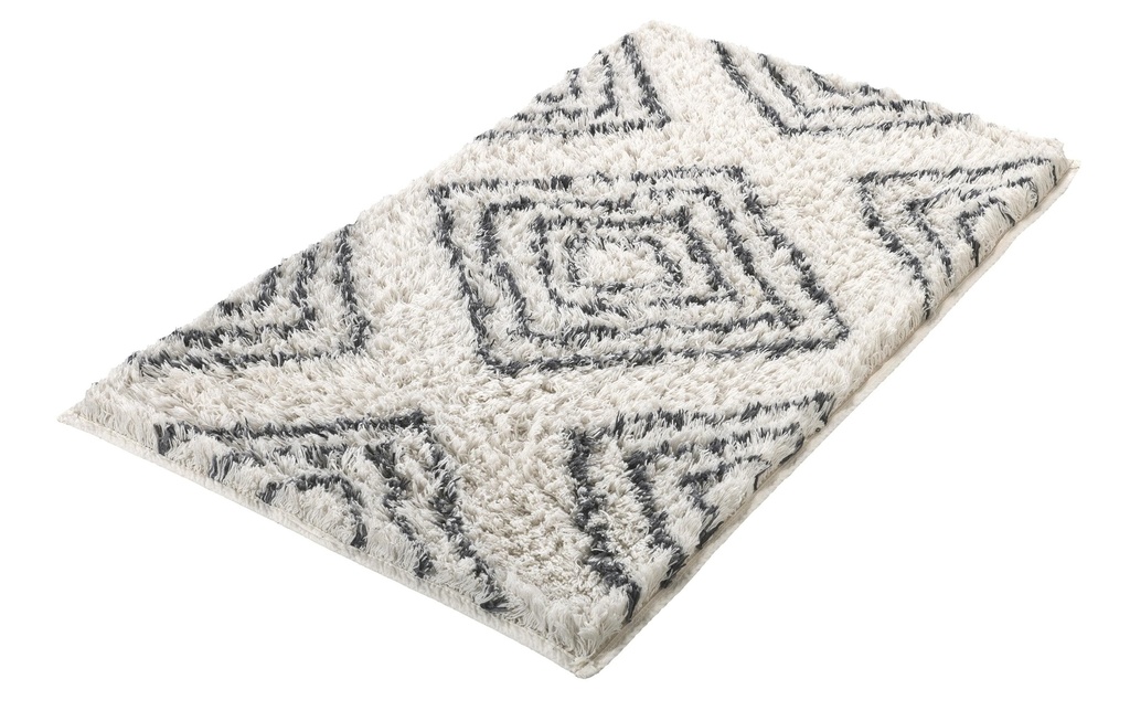 Kleine Wolke Tapis de bain Boho 60 x 100 cm, Gris clair/Nature